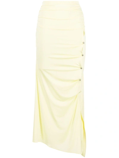 Acne Studios Ruched Asymmetric Skirt In Lemon Yellow