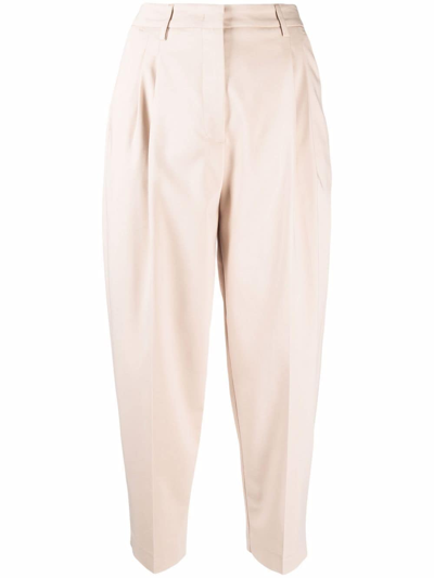 Blanca Vita High-waisted Cropped Trousers In Neutrals