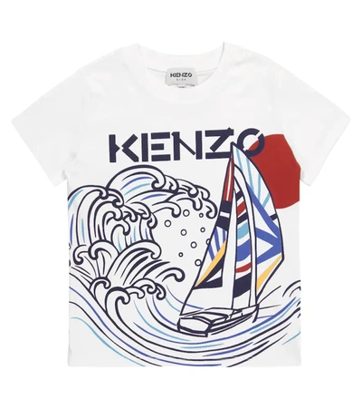 Kenzo Kids' Yacht Logo Organic Cotton Graphic Tee In White