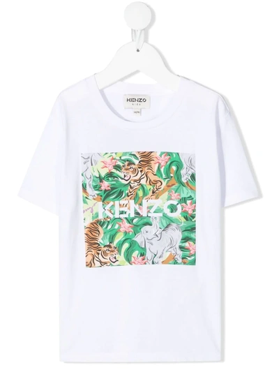 Kenzo Animal-print Organic Cotton T-shirt In White