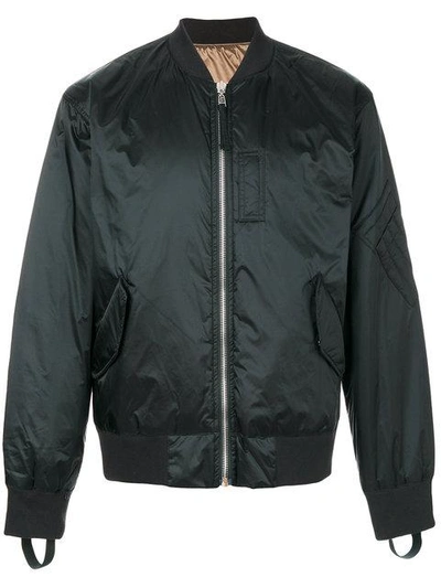 Helmut Lang Reflective Nylon Black Bomber Jacket