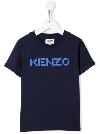 Kenzo Kids' Logo-print Short-sleeved T-shirt In Blue