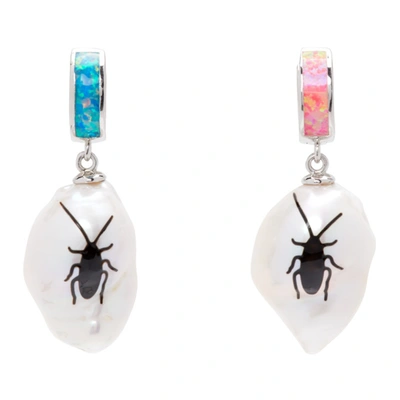 Im Sorry By Petra Collins Ssense Exclusive White Jiwinaia Edition Pearl Cockroach Earrings
