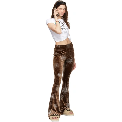 Im Sorry By Petra Collins Ssense Exclusive Brown Flare Devore Lounge Pants In Brown Velve
