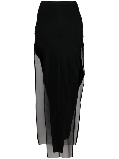 Rick Owens High-waisted Slit Skirt In Black