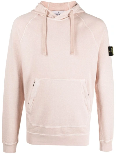 Stone Island Compass Logo-patch Hoodie In Pink