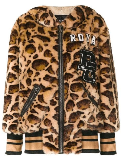 Dolce & Gabbana Leopard Print Jacket In Brown