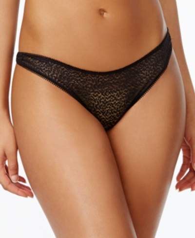 Dkny Modern Lace Satin-trim Thong Underwear Dk5013 In Black