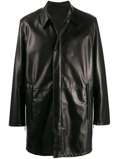 Prada Men's Ups4921rp0f0002 Black Leather Outerwear Jacket