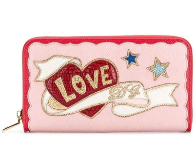 Dolce & Gabbana Love Logo Zip Wallet In Pink