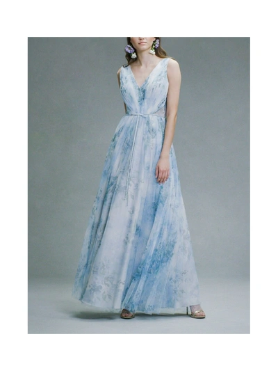 Marchesa Bridesmaids Sora Printed In Blue