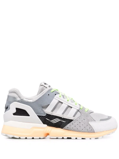 Adidas Originals Zx 10,000 Logo-print Suede And Mesh Trainers In Grey