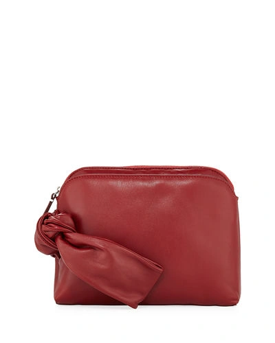 The Row Leather Wristlet Clutch Bag In Dark Red