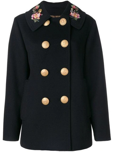 Dolce & Gabbana Double Breasted Military Coat In Black