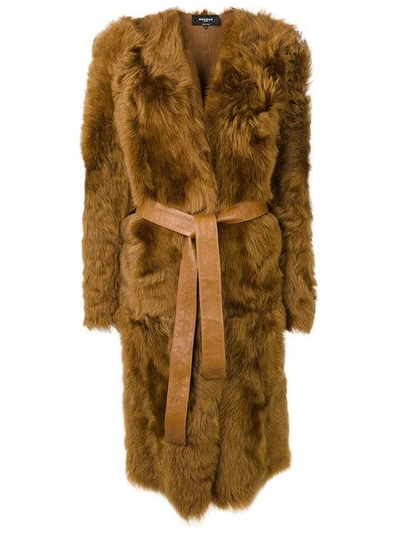 Rochas 웨이스트 벨트 퍼 코트