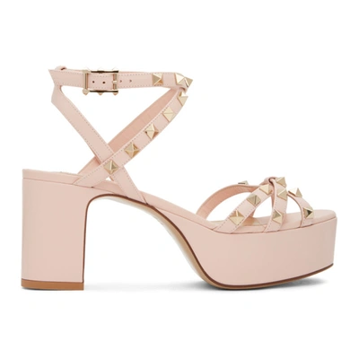 Valentino Garavani Pink Rockstud Platform Sandals In 16q Rsquartz