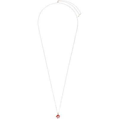 Bottega Veneta Gold & Red Sunflower Necklace In 9962 Chili White