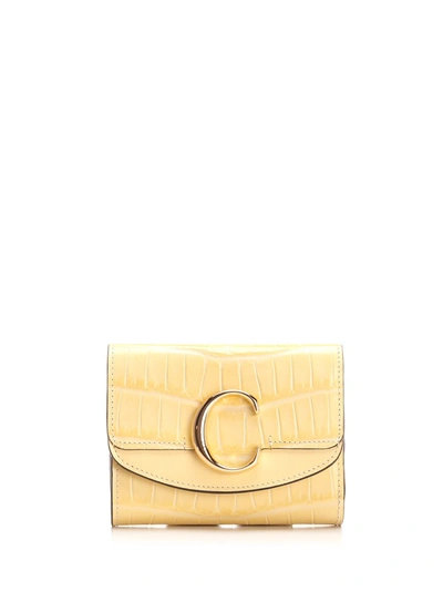 Chloé C Small Tri Fold Wallet In Yellow
