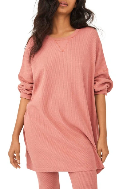 Free People Early Night Cotton Thermal Top In Dusty Rose