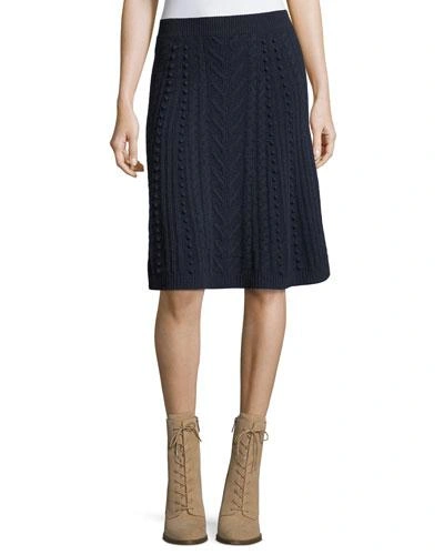 Valentino A-line Wool Skirt, Navy