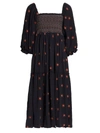Free People Dahlia Embroidered Long Sleeve Maxi Dress In Black Combo