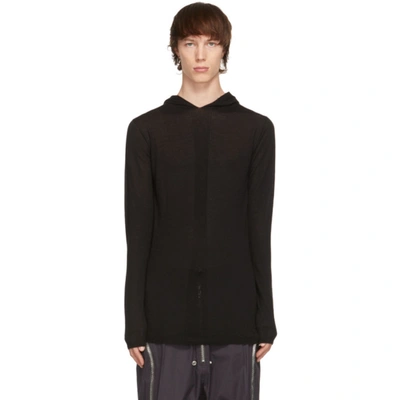 Rick Owens Black Cashmere Hoodie In 09 Black