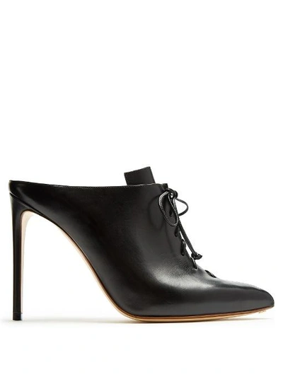 Francesco Russo Leather Lace-up Mules In Black