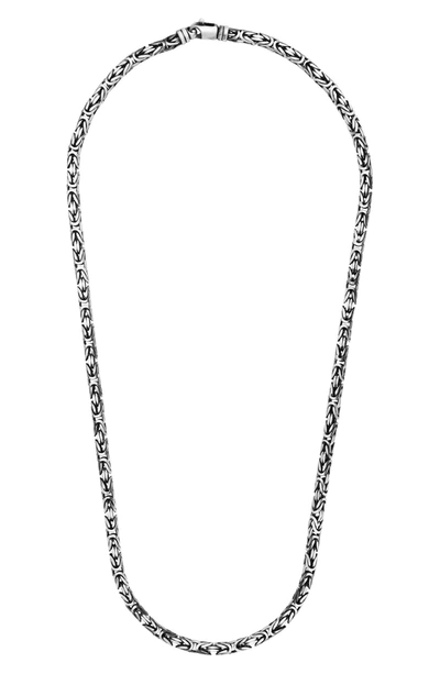 Karat Rush Sterling Silver 5mm Byzantine Design Necklace In Gunmetal