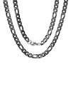 Hmy Jewelry Stainless Steel Gunmetal Curb Chain Necklace In Metallic