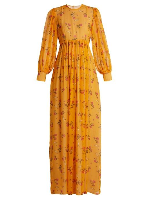 Emilia Wickstead Pia Rose-print Silk-chiffon Dress In Orange Multi ...