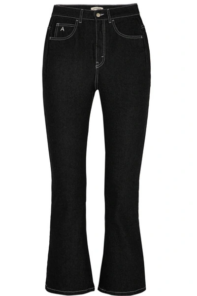 Attico Blanca High-rise Kick-flare Cropped Jeans In Colour: Black