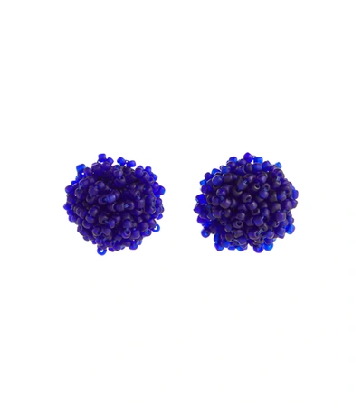Dries Van Noten Beaded Silver-tone Earrings In Blue