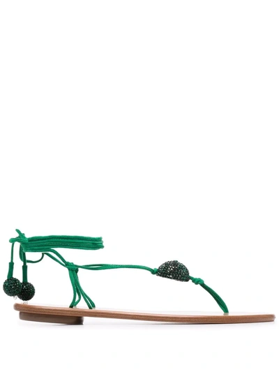 Aquazzura Jackie Crystal-embellished Leather Sandals In Green