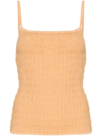 Totême Neutrals Smocked Square Neck Camisole Top In Nude