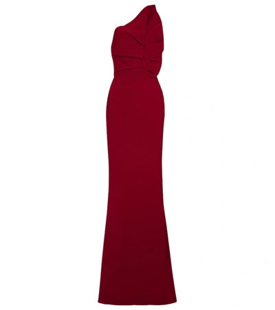 Roland Mouret Warrington One-shoulder Ruffled Cady Gown In Red