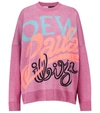 Loewe + Paula's Ibiza Oversized Jacquard-knit Linen-blend Sweater In Pink/blue
