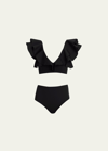 Maygel Coronel Mila Ruffle Two-piece Bikini Set In Black