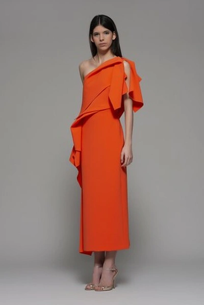 Isabel Sanchis Fai One Shoulder Midi Dress