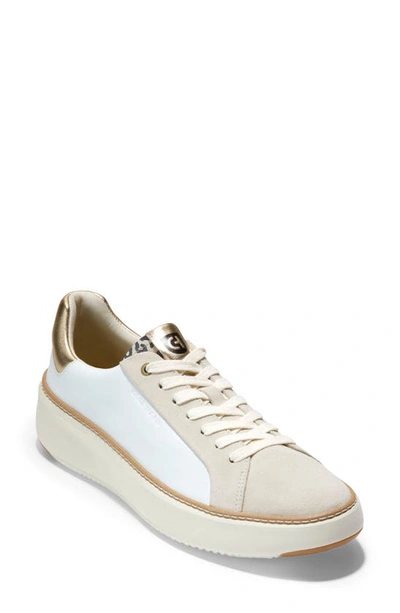 Cole Haan Women's Topspin Low-top Leather Trainers In Optic White-gold-leopard Print