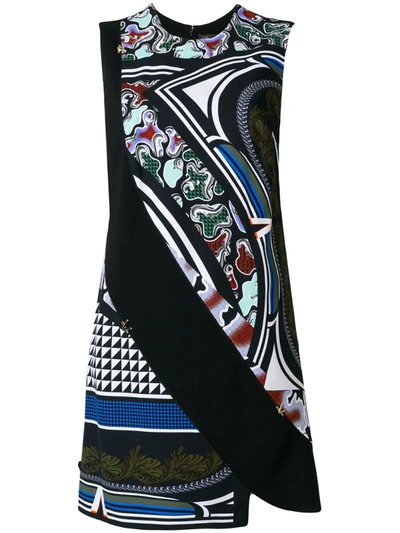 Versace Cityscape Print Cady Dress In Nero/multicolor