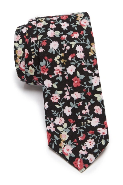 Original Penguin Harkins Floral Print Tie In Black