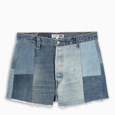 Re/done 70 Patchwork Shorts In Blue