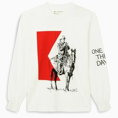 One Of These Days White Printed Long Sleeves T-shirt
