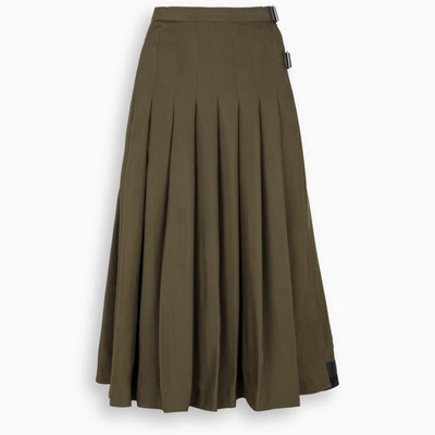 Jil Sander Pleated Dark Green Skirt