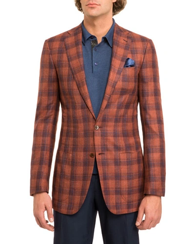 Stefano Ricci Plaid Two-button Sport Jacket In Orange