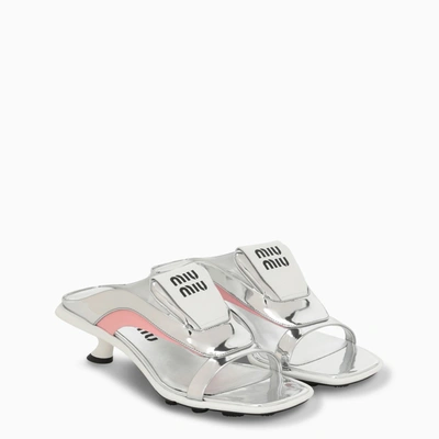 Miu Miu Sandal Flip Flops In Metal Tech