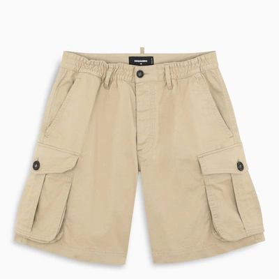 Dsquared2 Camel Cargo Short Trousers In Beige