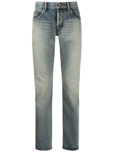 Saint Laurent Washed-effect Slim Fit 6830 Jeans In Blue