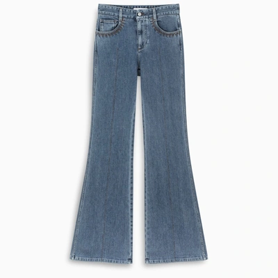 Chloé Flare Jeans In Recycled Stretch Denim In Blue