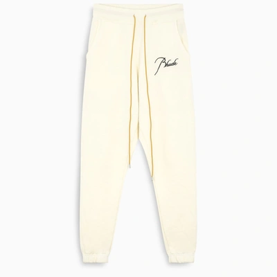 Rhude Cream Logo-embroidery Joggers In White